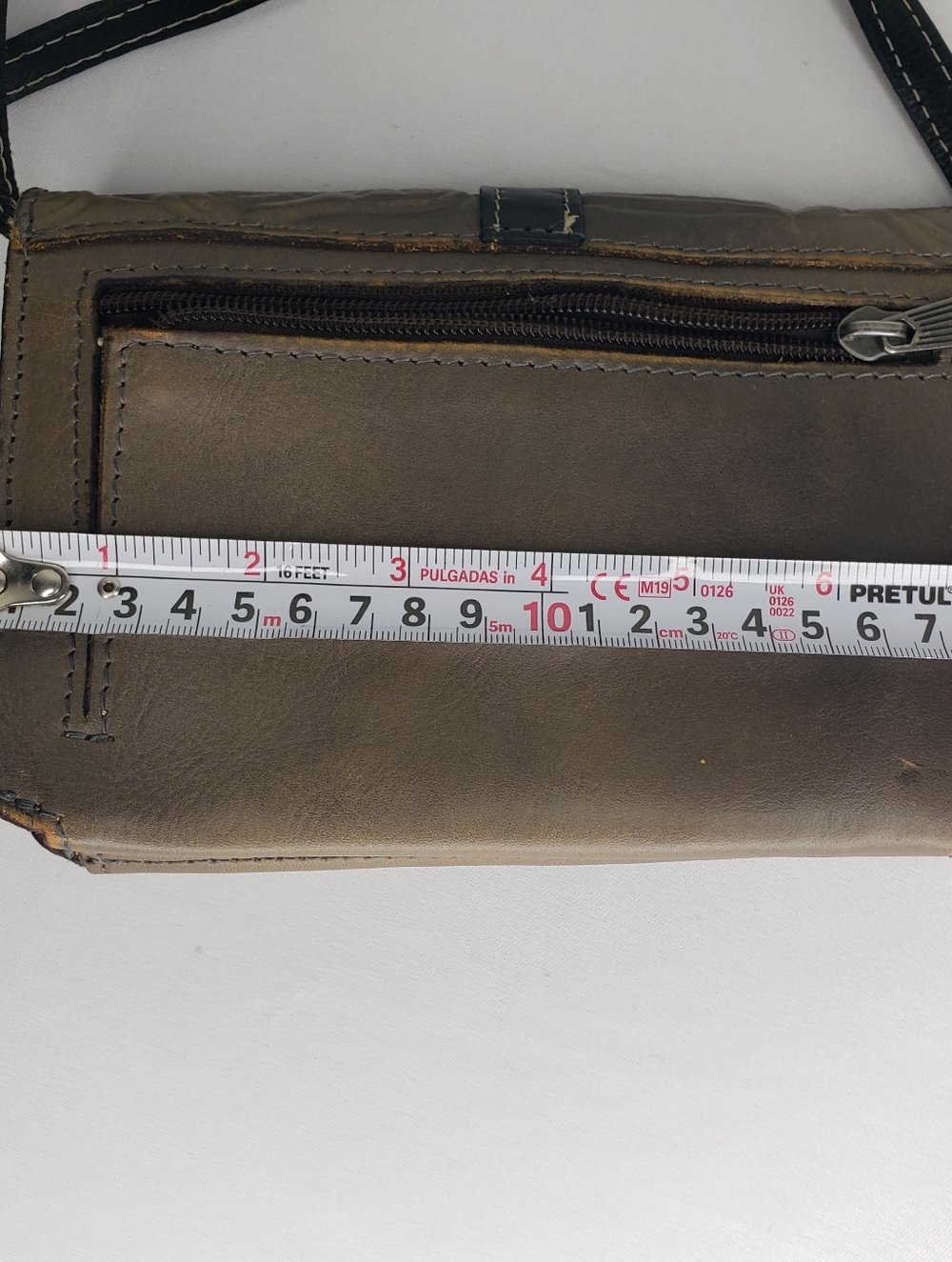 Patricia Nash Tooled Floral Crossbody in Taupe and Black Leather Bag - Picture 11 of 12